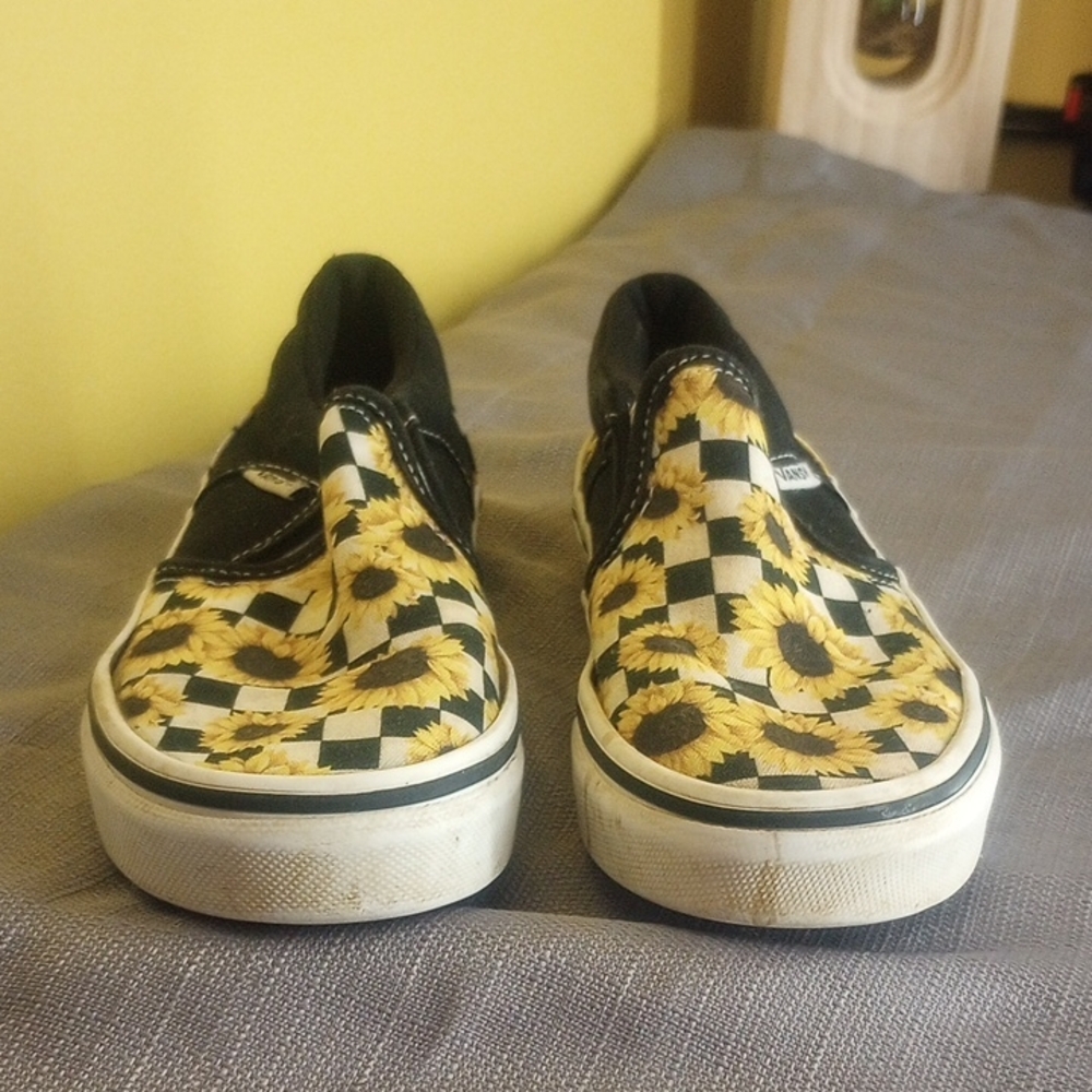 Vans Sunflower Checkerboard Slip-Ons in Yellow and Black